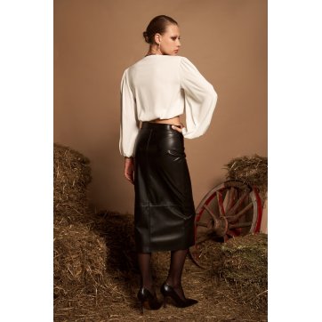 Leather Skirt with Front Split