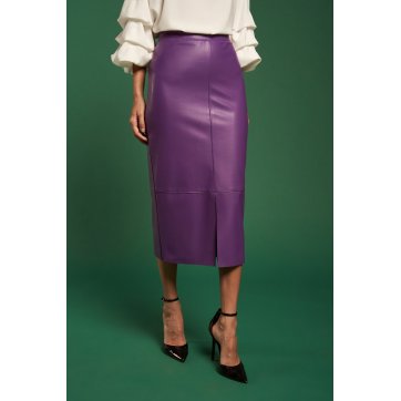 Leather Skirt with Front Split